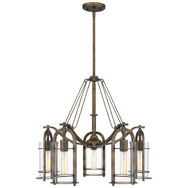 Quoizel Toscana 5 Light Chandelier, Statuary Bronze/Clear
