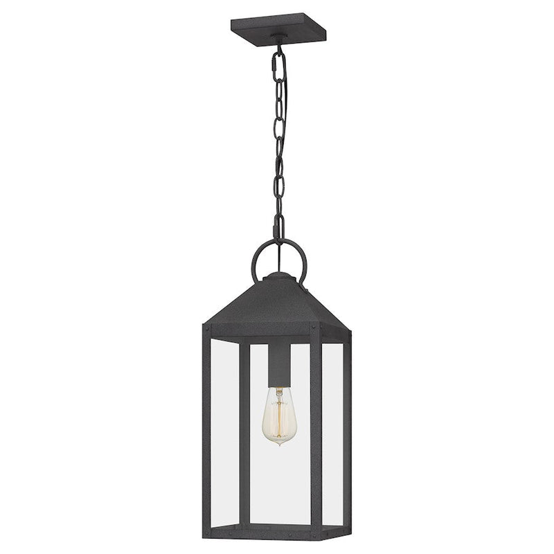 Quoizel Thorpe 1 Light Mini Pendant, Mottled Black/Clear Tempered