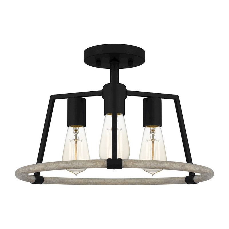 Quoizel Tippet 3 Light Semi-Flush Mount, Matte Black