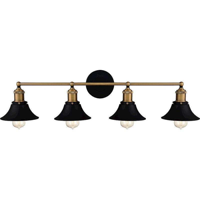 Quoizel Trafalgar 4 Light Bath Vanity, Matte Black/Metal