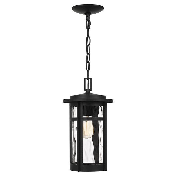 Quoizel Uma 1 Light Mini Pendant, Matte Black/Clear Water