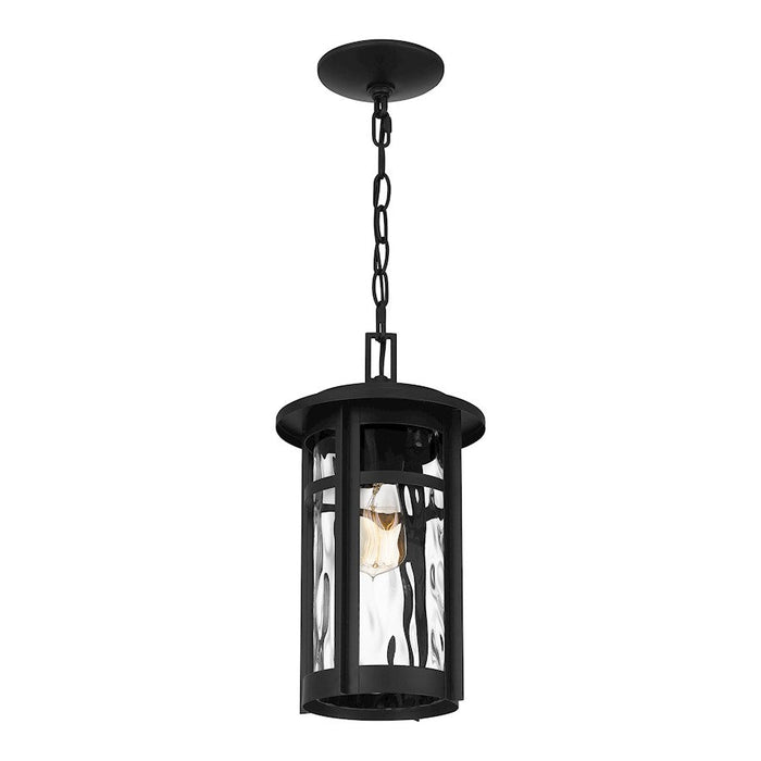 Quoizel Uma 1 Light Mini Pendant, Matte Black/Clear Water