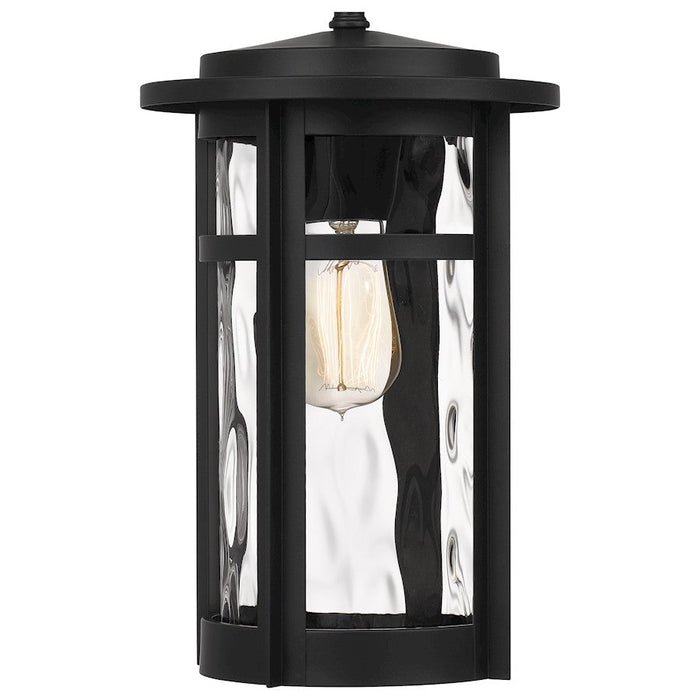 Quoizel Uma 1 Light Mini Pendant, Matte Black/Clear Water