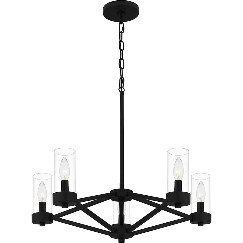 Quoizel Villa 5 Light Chandelier, Earth Black/Clear