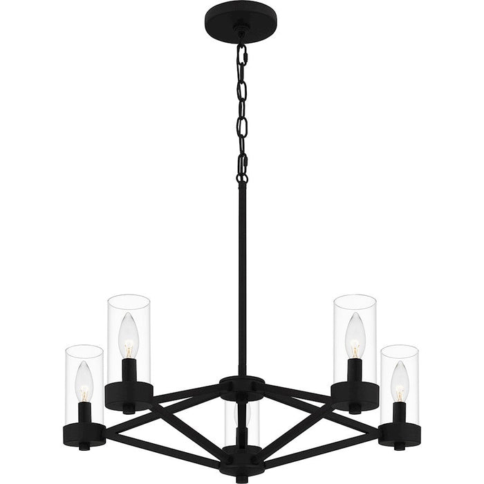 Quoizel Villa 5 Light Chandelier, Earth Black/Clear