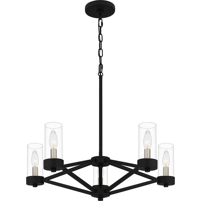 Quoizel Villa 5 Light Chandelier, Earth Black/Clear