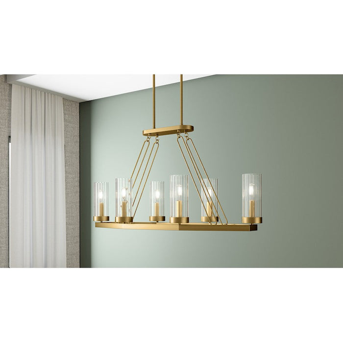 Quoizel Valens 6 Light Chandelier Light, Aged Brass/Clear Reeded - VLS640AB