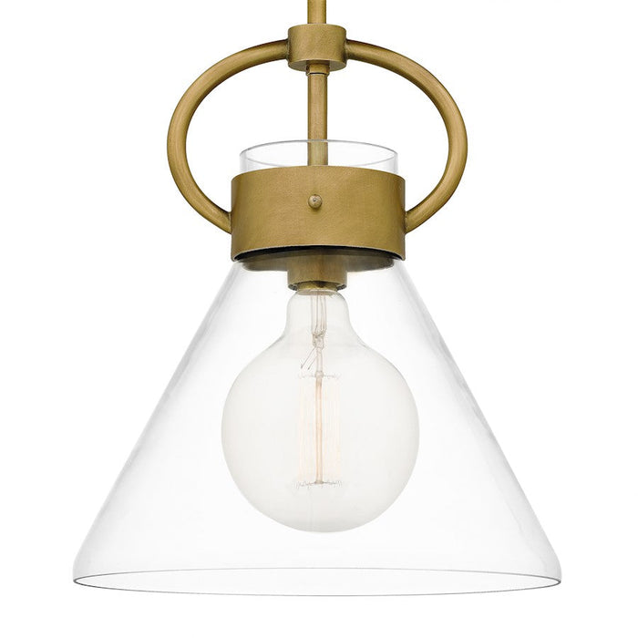 Quoizel Webster 1 Light Mini Pendant, Weathered Brass/Clear