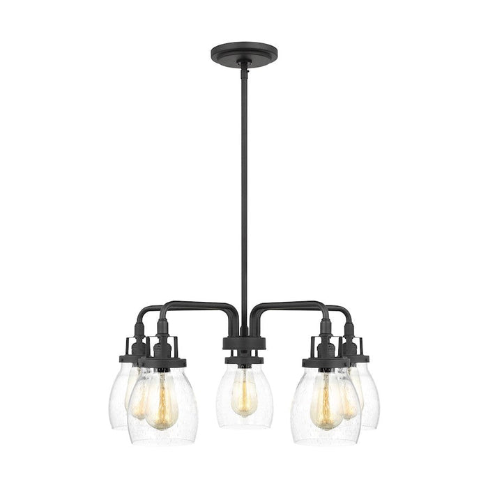 Sea Gull Belton 5 Light 52" Chandelier, Black/Clear Seeded - 3114505-112