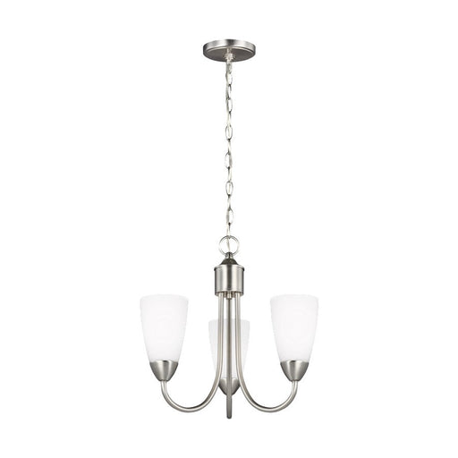 Sea Gull Lighting Seville 3 Light Chandelier, Nickel/Etched/White - 3120203-962