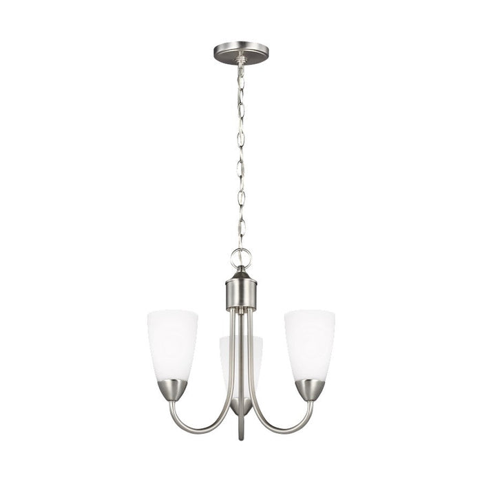 Sea Gull Lighting Seville 3 Light Chandelier, Nickel/Etched/White - 3120203-962