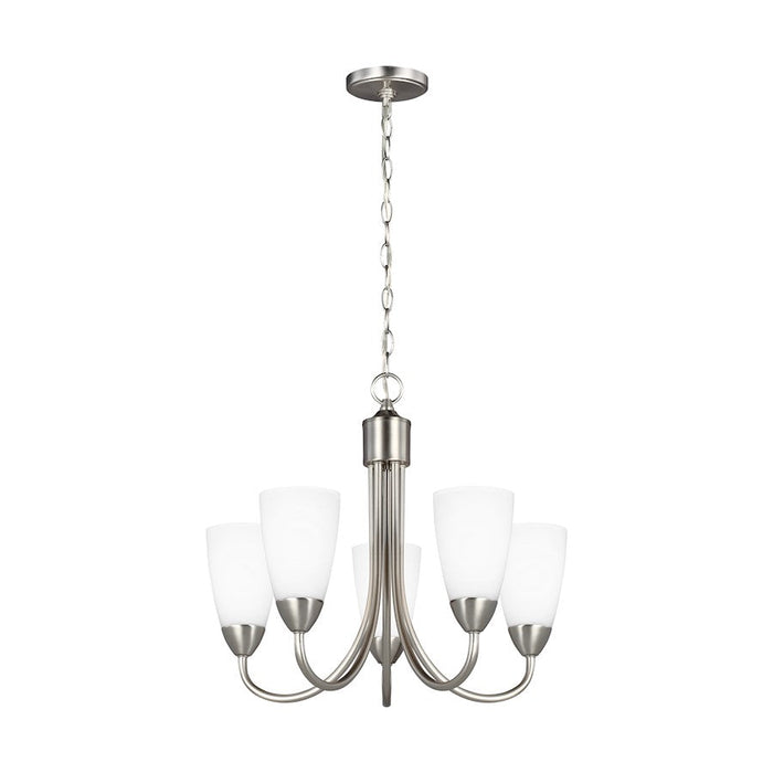 Sea Gull Lighting Seville 5 LT Chandelier, Nickel/Etched/White - 3120205-962