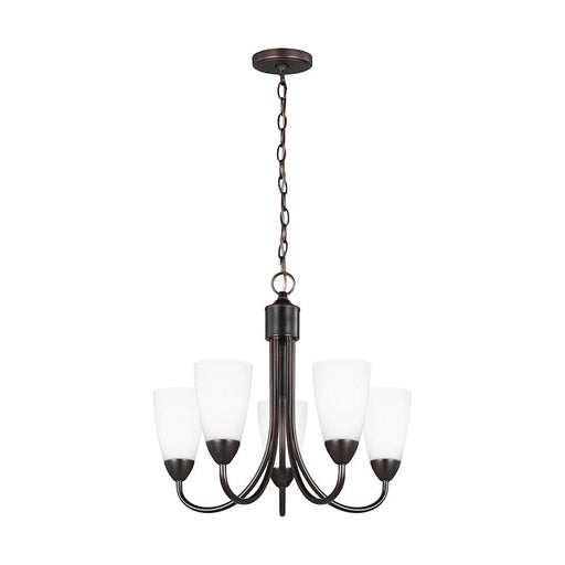 Sea Gull Lighting Seville 5 LT Chandelier, Bronze/Etched/White - 3120205EN3-710