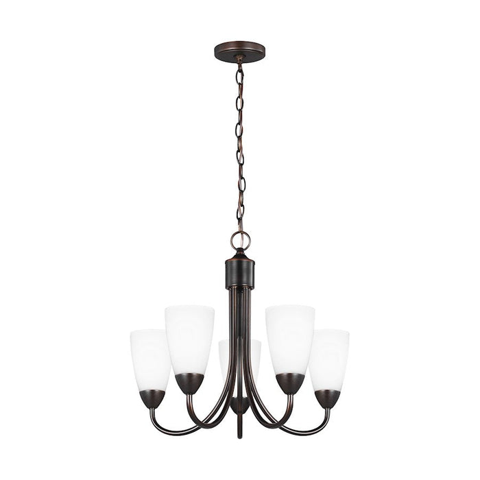 Sea Gull Lighting Seville 5 LT Chandelier, Bronze/Etched/White - 3120205EN3-710