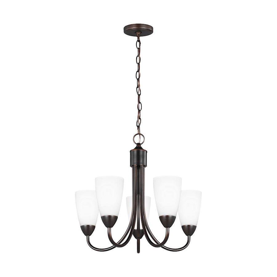 Sea Gull Lighting Seville 5 LT Chandelier, Bronze/Etched/White - 3120205EN3-710