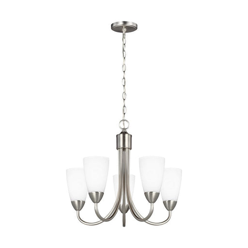 Sea Gull Lighting Seville 5LT LED Chandelier, Nickel/Etch/White - 3120205EN3-962