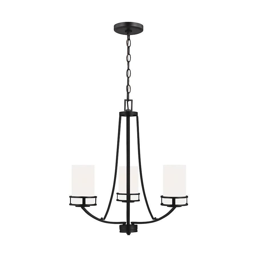 Sea Gull Robie 3 Light Chandelier, Midnight Black/Etched/White - 3121603-112