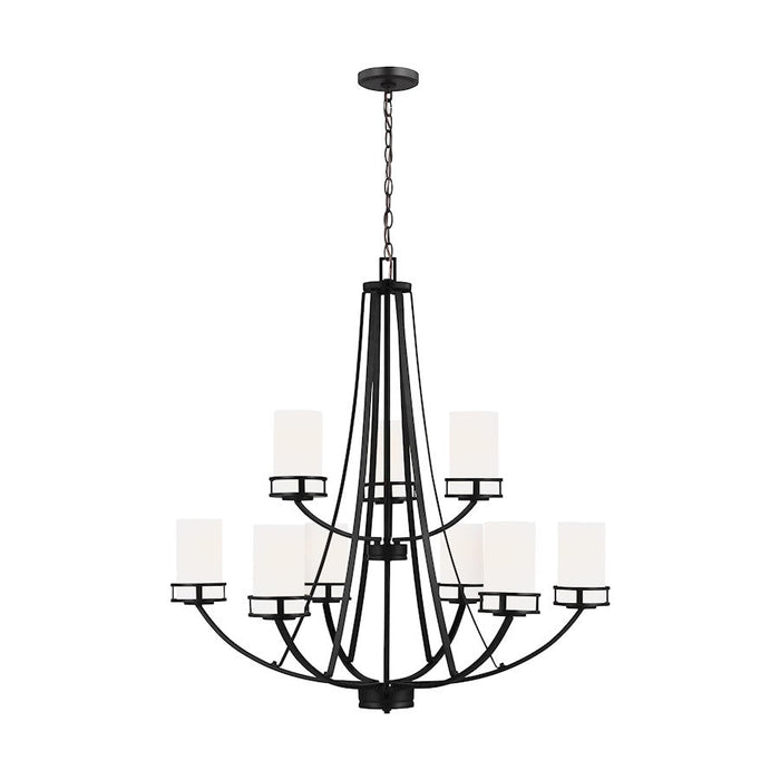 Sea Gull Robie 9 Light Chandelier, Midnight Black/Etched/White - 3121609-112