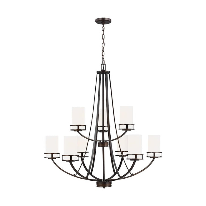 Sea Gull Robie 9 Light Chandelier, Burnt Sienna/Etched/White - 3121609-710