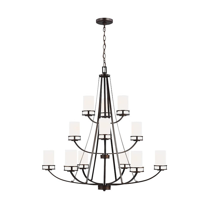 Sea Gull Robie 12 Light Chandelier, Burnt Sienna/Etched/White - 3121612-710