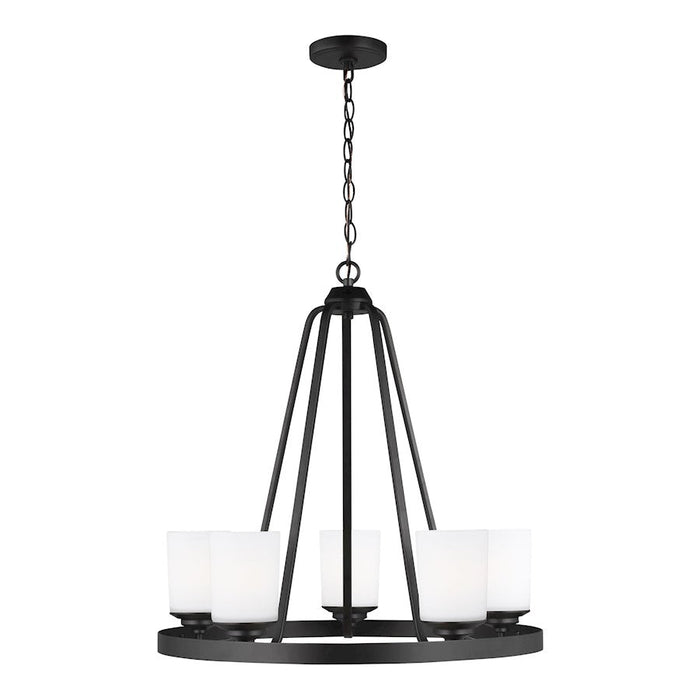 Sea Gull Kemal 5 Light Chandelier, Midnight Black/Etched/White - 3130705-112