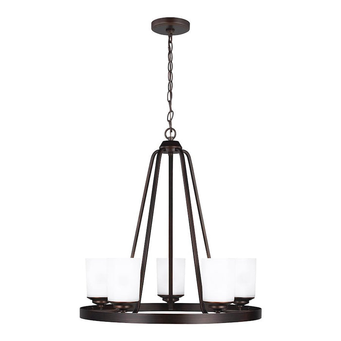 Sea Gull Kemal 5 Light 24" Chandelier, Burnt Sienna/Etched/White - 3130705-710