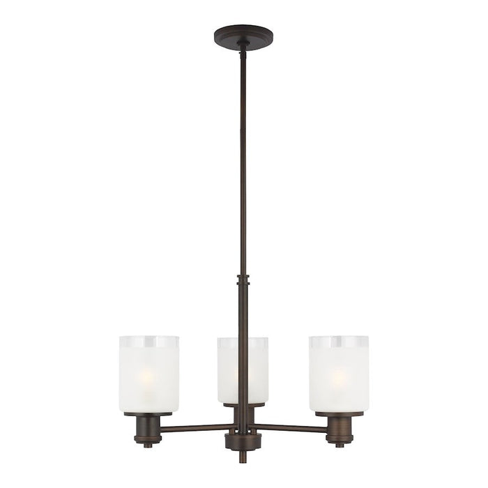 Sea Gull Norwood 3 Light Chandelier, Burnt Sienna/Clear Satin - 3139803-710