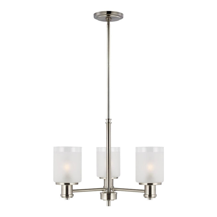 Sea Gull Norwood 3 Light Chandelier, Nickel/Clear Satin - 3139803-962