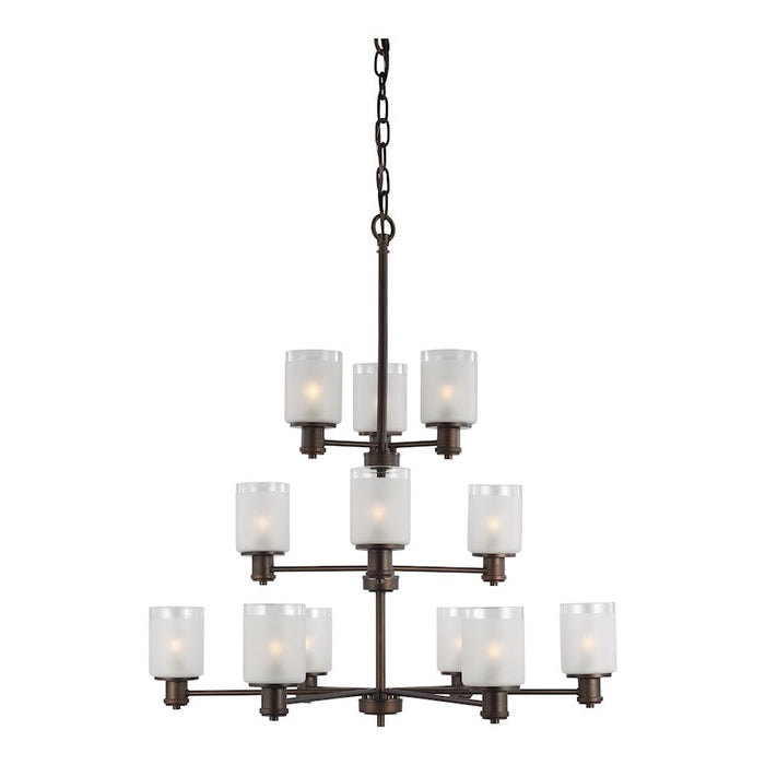 Sea Gull Norwood 12 Light Chandelier, Burnt Sienna/Clear Satin - 3139812-710