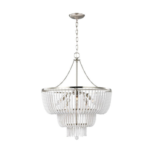 Sea Gull Lighting Jackie 6 LT Chandelier, Brushed Nickel/White - 3180706-962