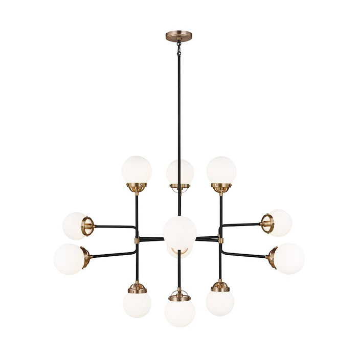 Sea Gull Lighting Cafe 12 LT Large Chandelier, Brass/Etched/White - 3187912-848