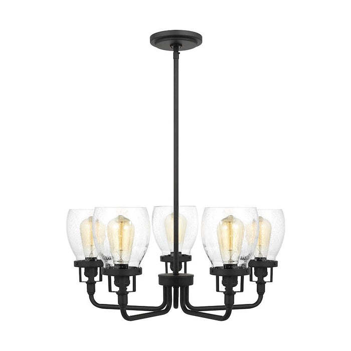 Sea Gull Belton 5 Light 48" Chandelier, Black/Clear Seeded - 3214505-112