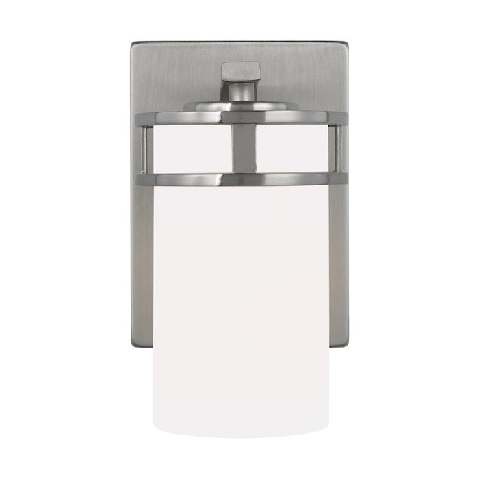 Sea Gull Robie 1 Light Wall/Bath Sconce, Brushed Nickel/White - 4121601-962