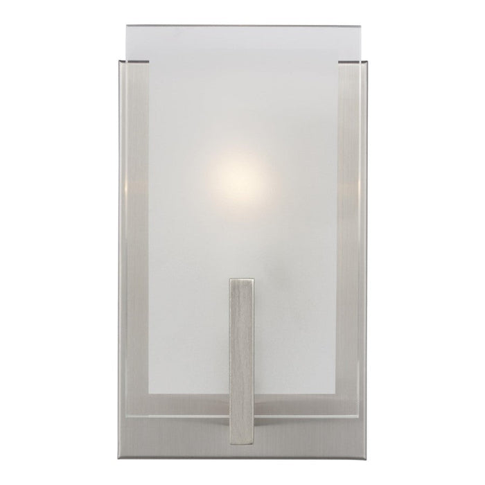 Sea Gull Syll 1 Light Wall/Bath Sconce, Nickel/Clear Satin - 4130801-962