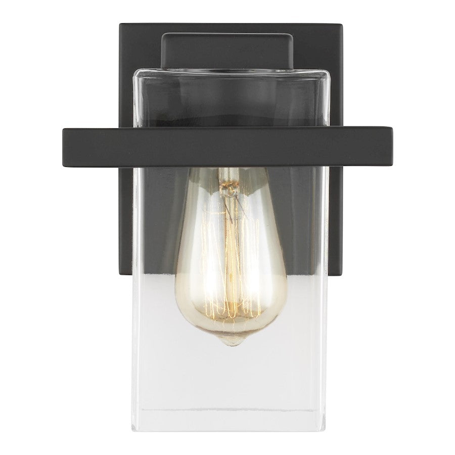 Sea Gull Lighting Mitte 1 Light Wall Sconce, Midnight Black/Clear - 4141501-112