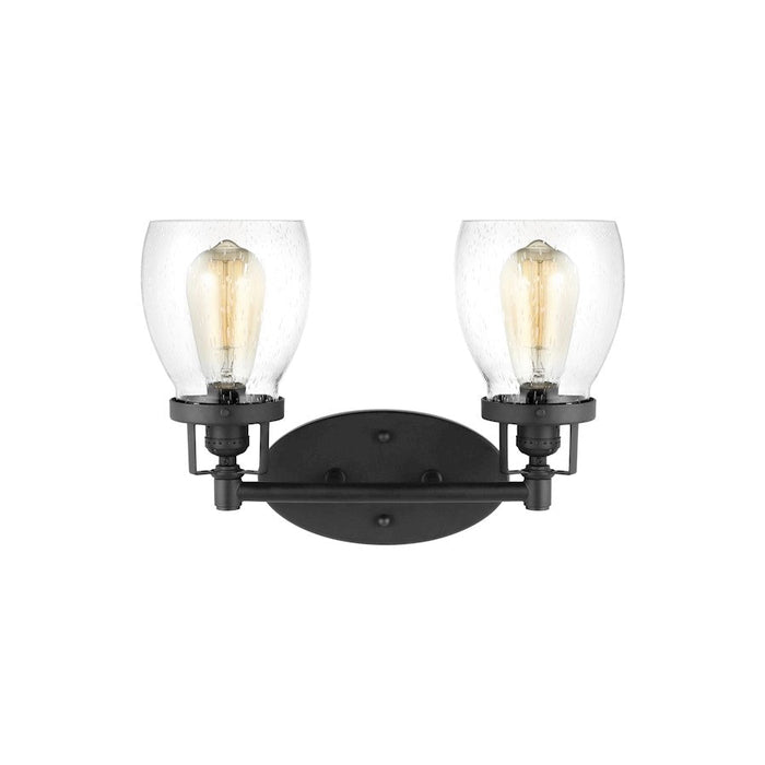 Sea Gull Lighting Belton 2 Light Bath, Black/Clear Seeded - 4414502-112