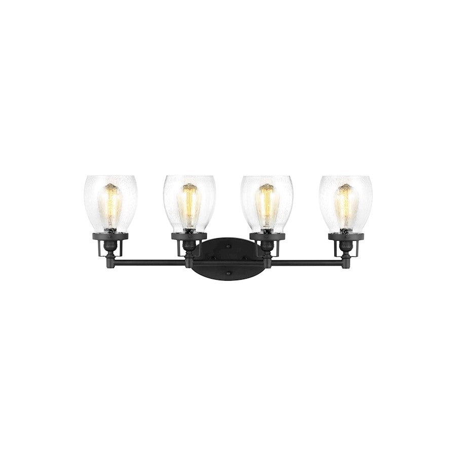 Sea Gull Lighting Belton 4 Light Bath, Black/Clear Seeded - 4414504-112