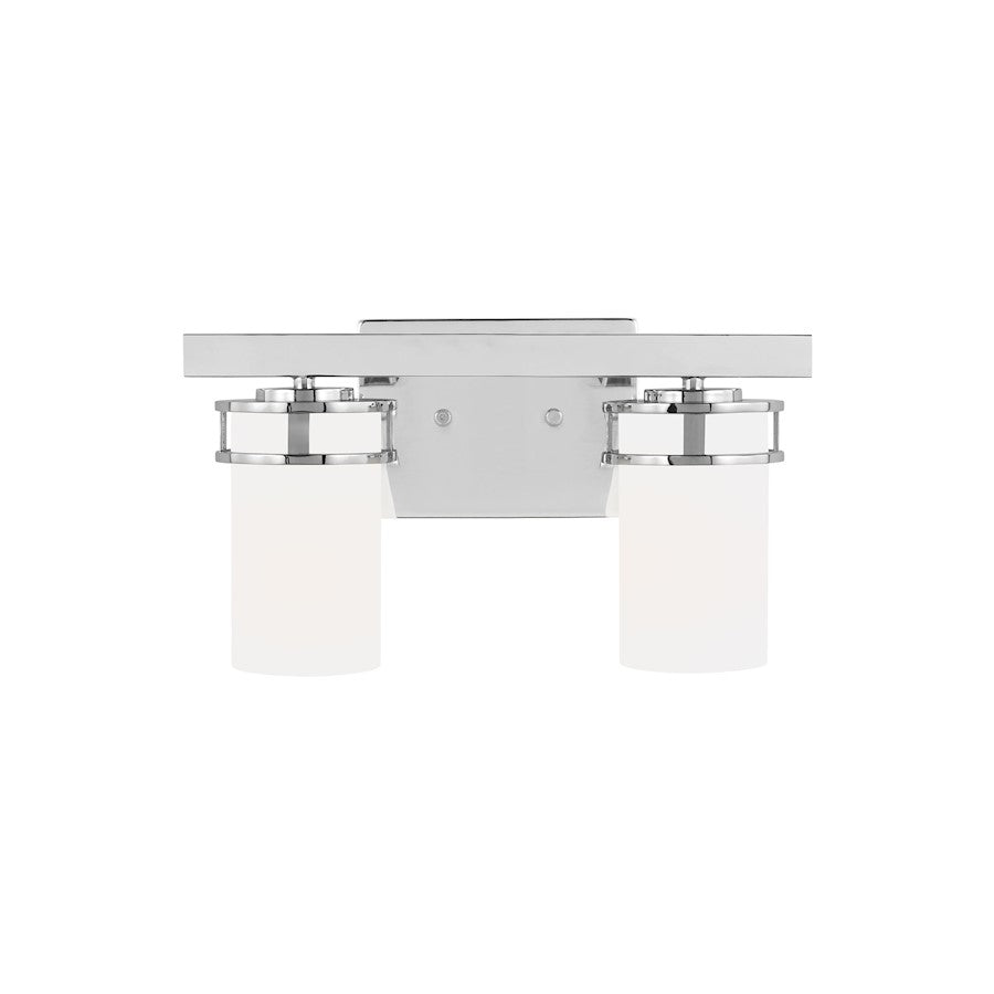 Sea Gull Robie 2 Light Wall/Bath, Chrome/Etched/White - 4421602-05