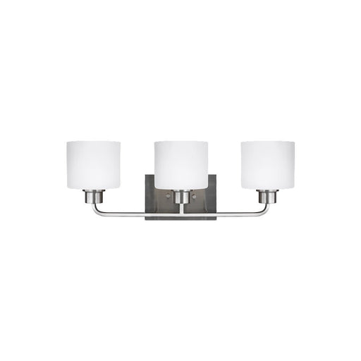 Sea Gull Lighting Canfield 3 Light Wall/Bath, Nickel/Etched/White - 4428803-962