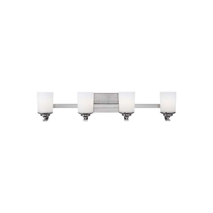 Sea Gull Kemal 4 Light Wall/Bath, Brushed Nickel/Etched/White - 4430704-962