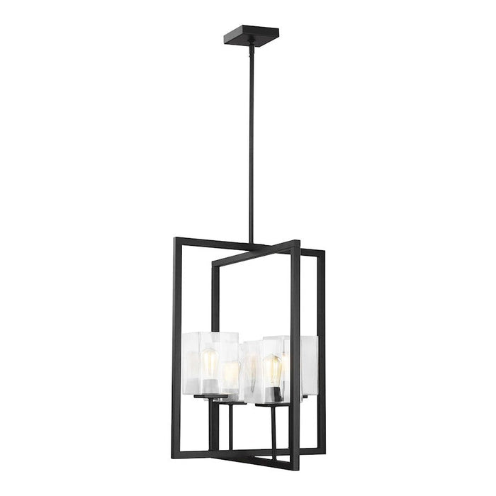 Sea Gull Lighting Mitte 4 Light 21" Pendant, Midnight Black/Clear - 5241504-112