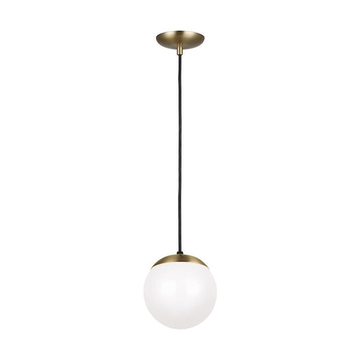 Sea Gull Lighting Leo-Hanging Globe 8.5" 1 LT Pendant, Brass/White - 6018-848