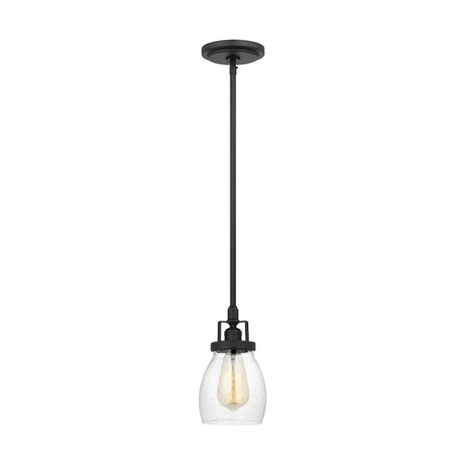 Sea Gull Lighting Belton 1 Light Mini Pendant, Black/Clear Seeded - 6114501-112