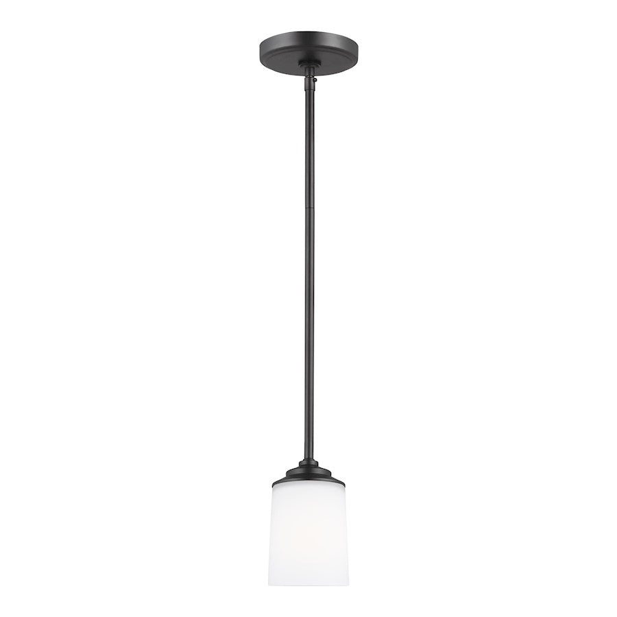 Sea Gull Kemal 1 Light Mini-Pendant, Midnight Black/Etched/White - 6130701-112