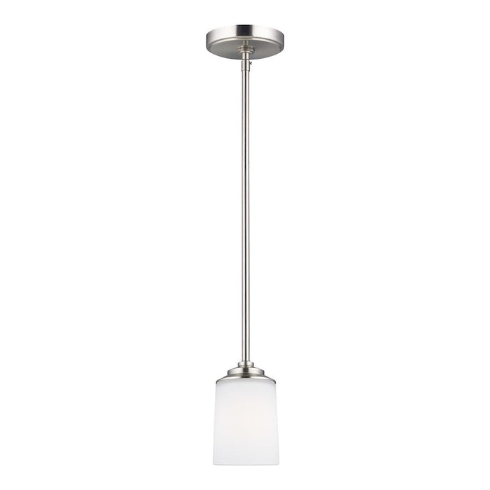 Sea Gull Kemal 1 Light Mini-Pendant, Brushed Nickel/Etched/White - 6130701-962