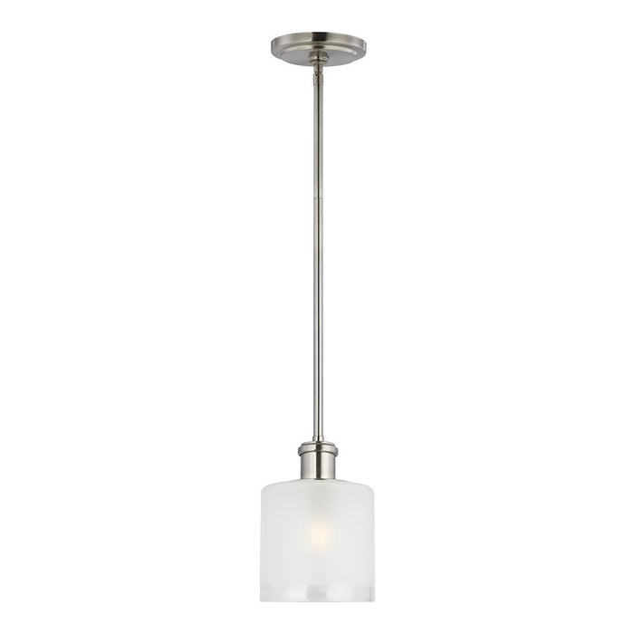 Sea Gull Norwood 1 Light Mini-Pendant, Nickel/Clear Satin - 6139801-962