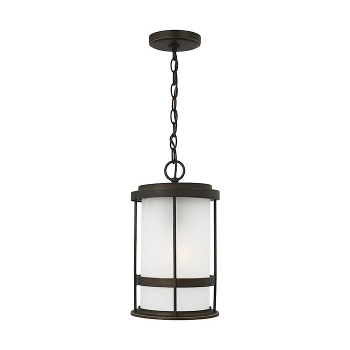 Sea Gull Wilburn 1 Light Outdoor Pendant Lantern, Bronze/Satin - 6290901-71