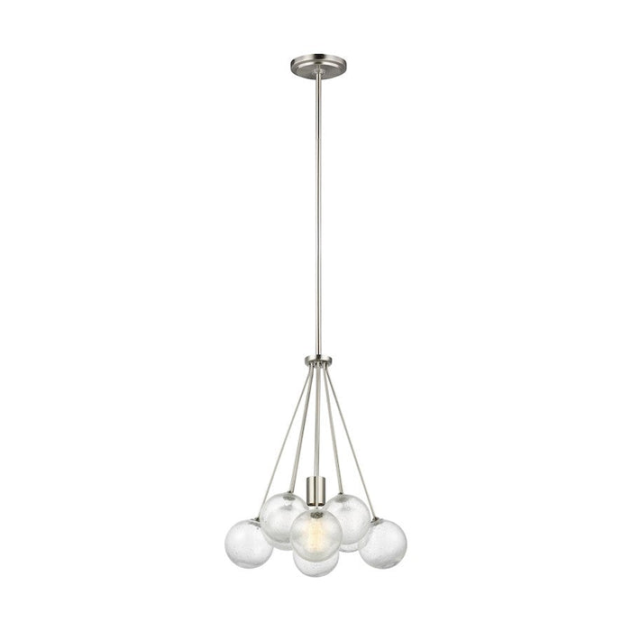 Sea Gull Lighting Bronzeville 1 LT Pendant, Nickel/Clear - 6514301-962