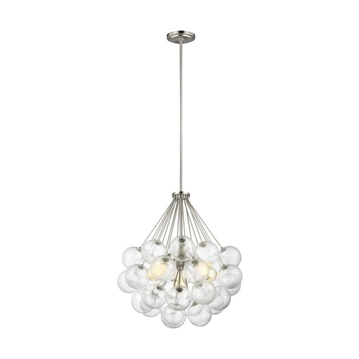 Sea Gull Lighting Bronzeville 3 LT Pendant, Nickel/Clear - 6514303-962