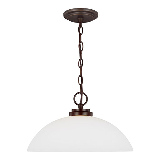 Sea Gull Oslo 1 Light Pendant, Burnt Sienna/Etched/White Inside - 65160-710